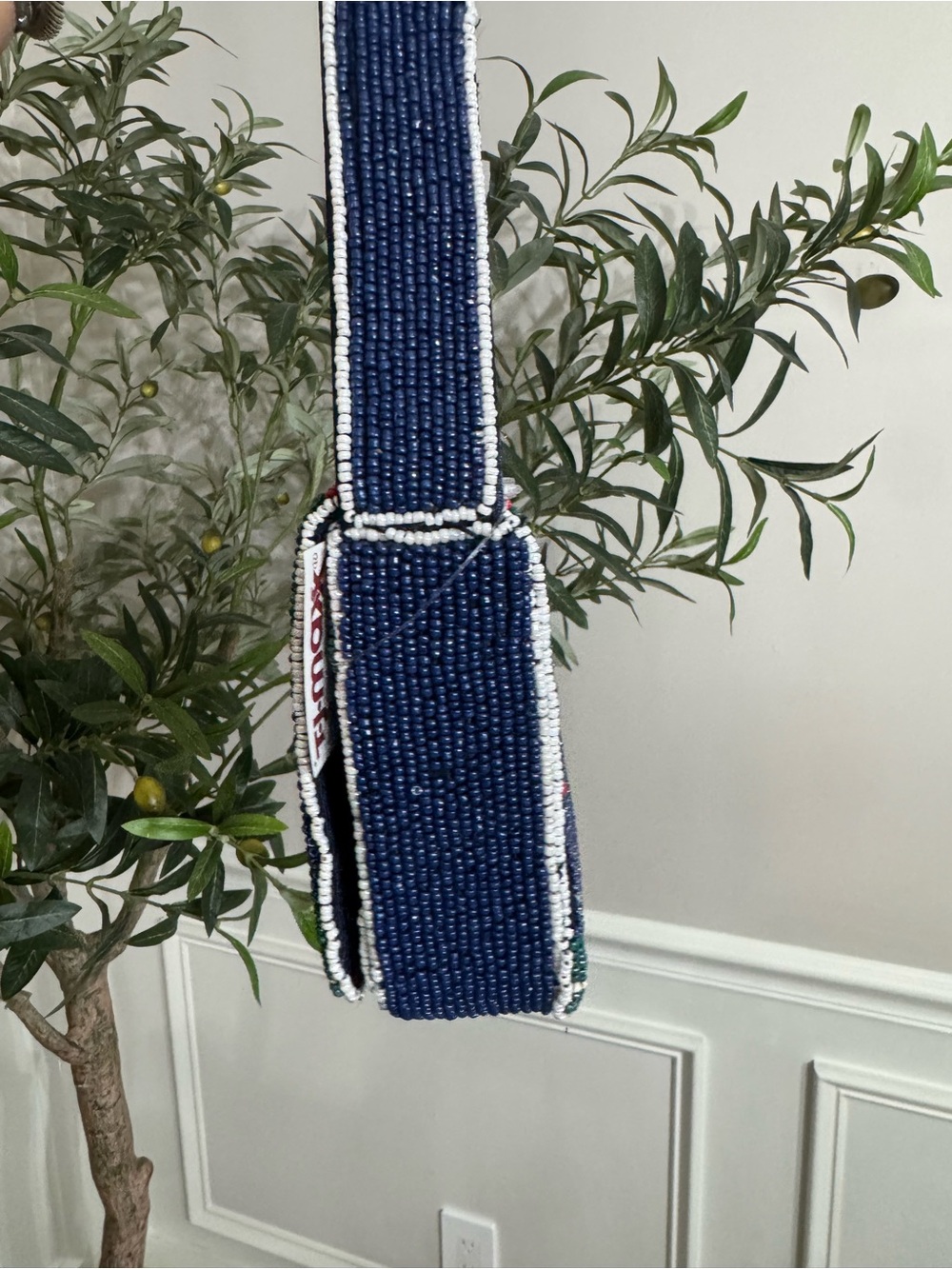 MADE IN INDIA beaded plaid teddy bear flap shoulder bag - Picture 4 of 7